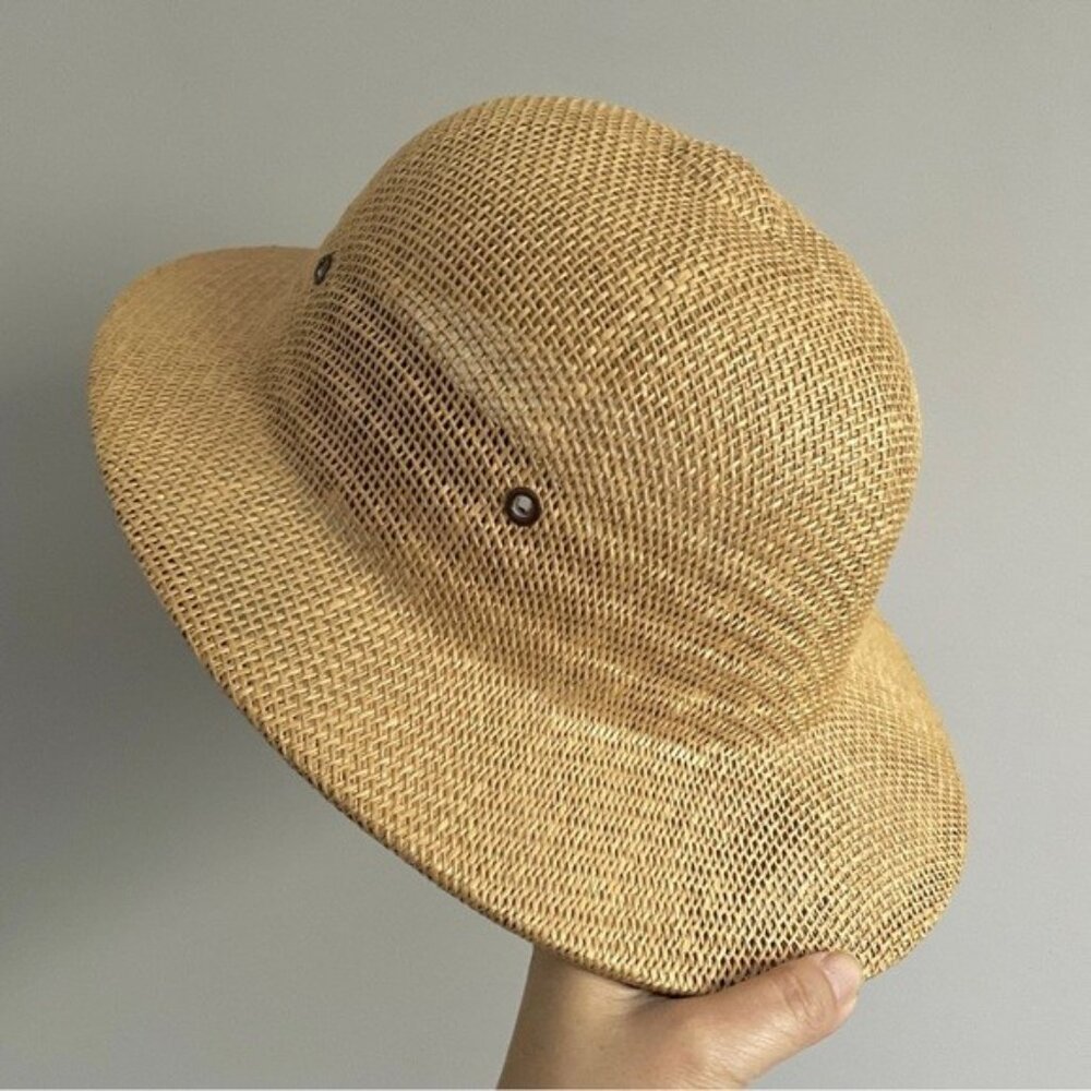 Vintage Wicker Safari Pith Hat Helmet - Size Adjustable